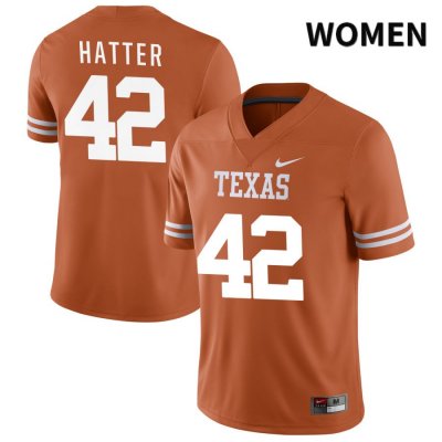 Texas Longhorns Women's #42 Nathan Hatter Authentic Orange NIL 2022 College Football Jersey VUA04P4S